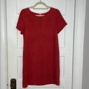 Red Laser Cut Suede mini dress